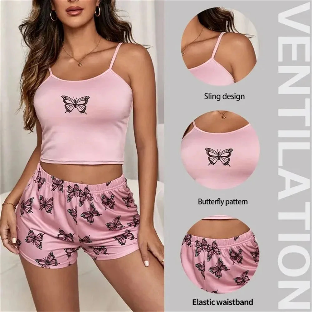 WomensOneStopShop™ Women 2 piece Butterfly pajama set