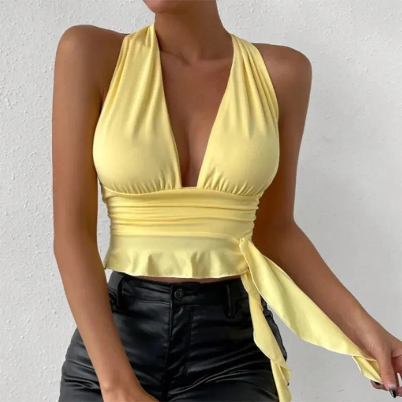 WomensOneStopShop™ Women Sexy Tight Fitting Deep V-neck Top