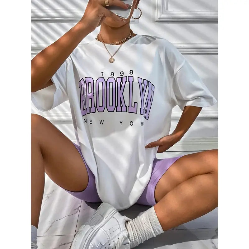 WomensOneStopShop™Vintage Womens T-Shirts 1898 Brooklyn New York Short Sleeve