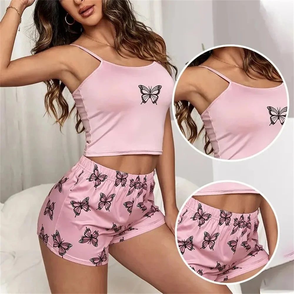 WomensOneStopShop™ Women 2 piece Butterfly pajama set