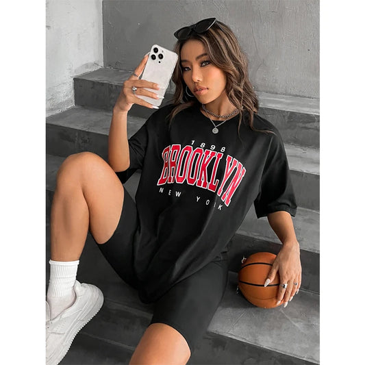 WomensOneStopShop™Vintage Womens T-Shirts 1898 Brooklyn New York Short Sleeve