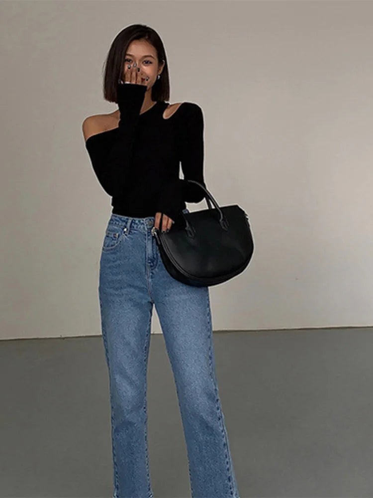 WomensOneStopShop™ Women Collar Off-shoulder Tshirt
