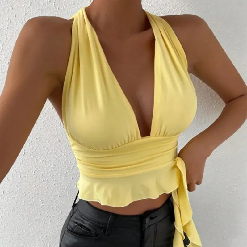 WomensOneStopShop™ Women Sexy Tight Fitting Deep V-neck Top