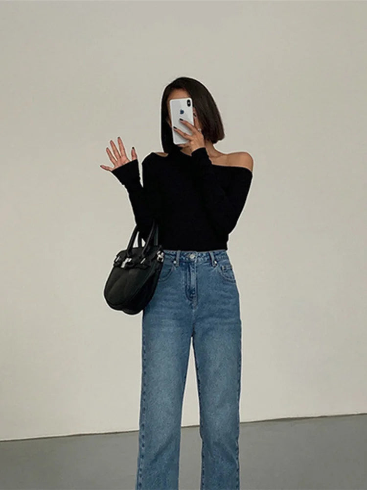 WomensOneStopShop™ Women Collar Off-shoulder Tshirt