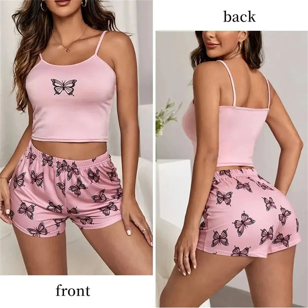 WomensOneStopShop™ Women 2 piece Butterfly pajama set