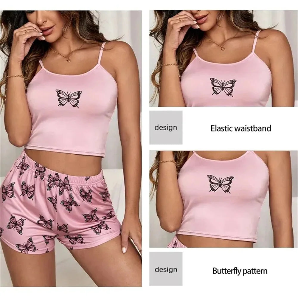 WomensOneStopShop™ Women 2 piece Butterfly pajama set