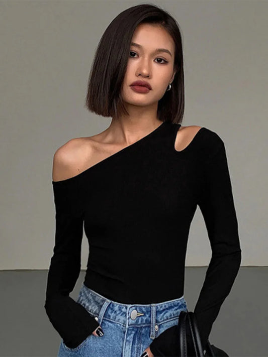 WomensOneStopShop™ Women Collar Off-shoulder Tshirt