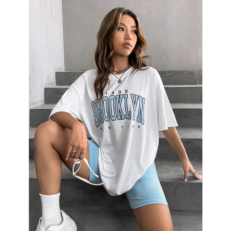 WomensOneStopShop™Vintage Womens T-Shirts 1898 Brooklyn New York Short Sleeve