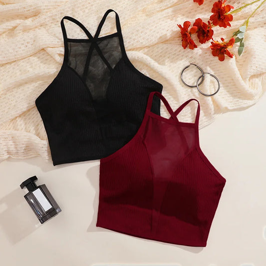WomensOneStopShop™ Women Sexy Mesh Camisole Crop Top