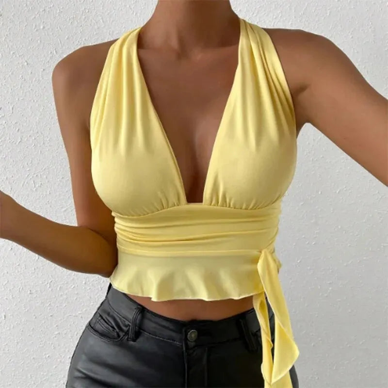 WomensOneStopShop™ Women Sexy Tight Fitting Deep V-neck Top