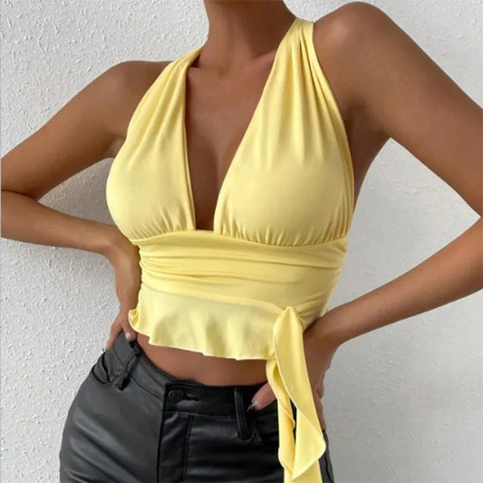 WomensOneStopShop™ Women Sexy Tight Fitting Deep V-neck Top