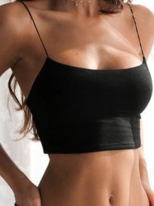 WomensOneStopShop™ Sexy Tank Top Black Halter Crop Tops